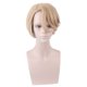 thumbnail image 1 of Peluca para cosplay, pelo sintético, corto y rubio, 30 cm, con flequillo lateral, 1 of 3