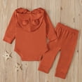 thumbnail image 4 of Penkiiy Newborn Infant Baby Long Sleeve Solid Hoodie Romper Bodysuit Tops+Pants Set Newborn Baby Essentials for 18-24 Months Kids Orange on Sale, 4 of 8