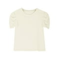 thumbnail image 5 of Jamicy T Shirts for Girls for 4-14 Years Kids Girls Puff Short Sleeve Shirts Summer Ribbed Knit Crewneck T Shirt Tops Tee Blouse Round Neck Tees, 5 of 9