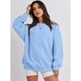 thumbnail image 2 of Womens Oversized Sweatshirt Crewneck Loose fit Long Sleeve Fleece Pullover 2023 Fall Casual Clothes Hoodie Top, 2 of 13