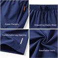 thumbnail image 3 of Jessboyy Workout Shorts for Men with Zipper Pockets Quick Dry Elastic Waist Athletic Running Shorts Drawstring Summer Casual Shorts Blue,S, 3 of 4