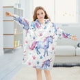 thumbnail image 5 of joogoo Wearable Blanket Hoodie for Kids Cute Unicorn and Stars Flannel Oversized Sweatshirt 3-14 Years M, 5 of 7