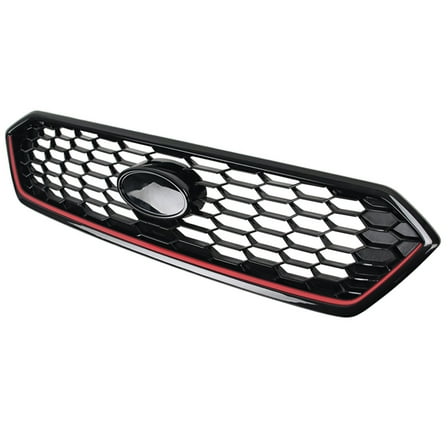Ikon Motorsports Front Upper Grille, Compatible with 2018-2021 Subaru WRX STI & WRX JDM Style Gloss Black W/ Red ABS Plastic Replacement Front Bumper Hood Grill 1PC