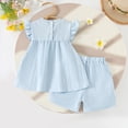 thumbnail image 4 of Ensembles de Tenues d'Été pour Enfants, Ensembles de Tenues pour Filles, Ensemble Décontracté à Manches Courtes à Fleurs pour Tout-Petits + Shorts à Nœud, Ensemble Décontracté à Manches Courtes Col Rond, 4 of 5