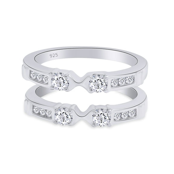 1.00 CT Round Cut White Cubic Zirconia Enhancer Guard Ring For Women In 14K White Gold Over Sterling Silver (Color: White, Clarity: VVS1-VVS2, 1.00 Cttw) -4