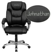 Flash Furniture Personalized High Back Black LeatherSoft Layer Padded Executive Ergonomic Office Chair with Silver Nylon Base and Arms