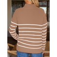 thumbnail image 4 of Women's Quarter Zip Striped Oversized Sweater 2025 Mock Turtleneck Fall Fashion Outfit, 4 of 12