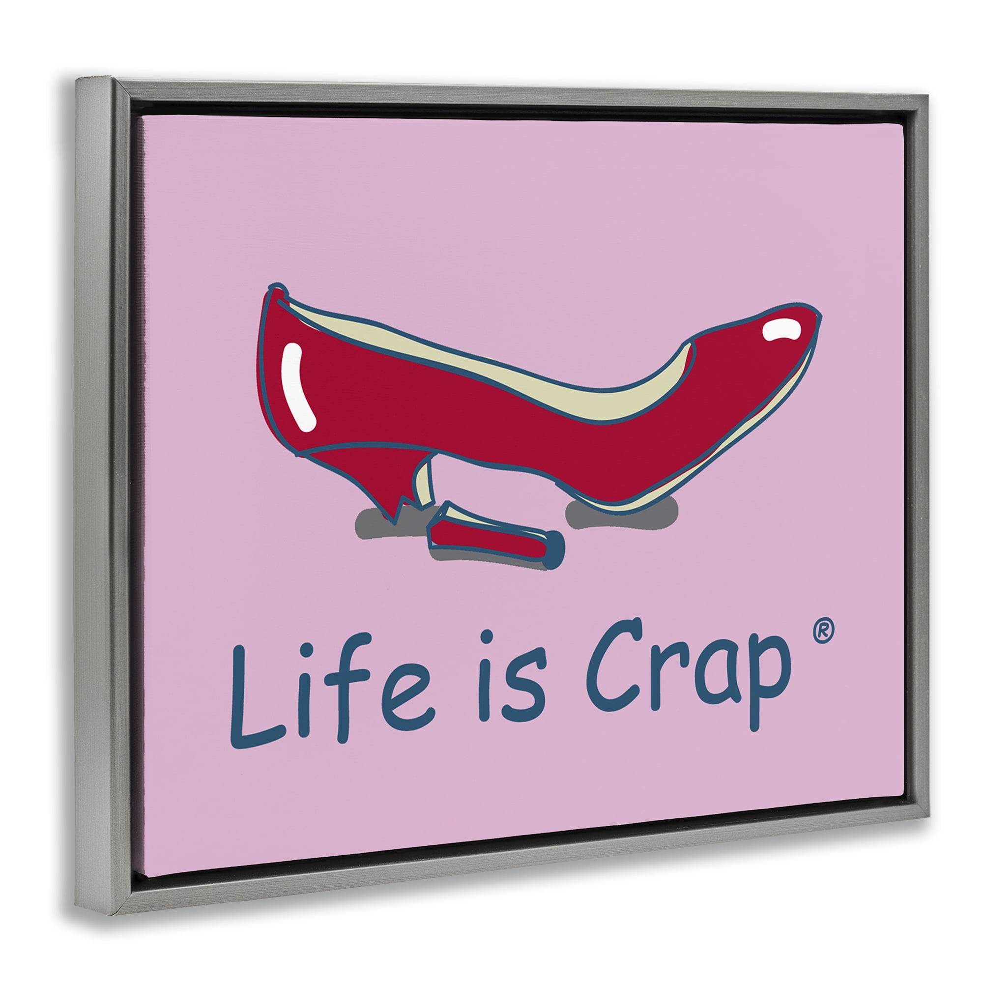 Stupell Industries Broken High Heel Novelty & Humor Painting Gray Floater Framed Canvas Art Print Wall Art, 21 x 17