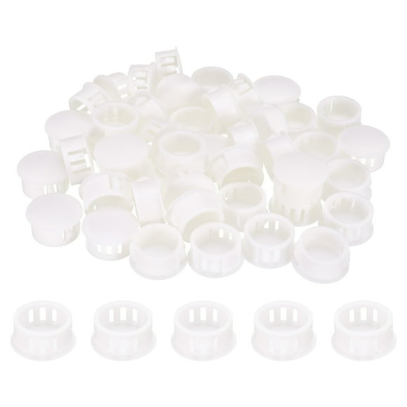 Unique Bargains 100pcs Nylon Plastic Hole Plugs, 5/7"(18mm) Round Drill Screw Hole Plugs Covers for Kitchen Cabinet Furniture White