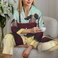 thumbnail image 6 of Yiaed Elehpant And A Giraffe Looking At The Sea Print Pajamas Women's Long Sleeve Sleepwear Soft Button Down Loungewear Pjs Lounge Set Nightwear Womens Pajama Pants-Small, 6 of 7