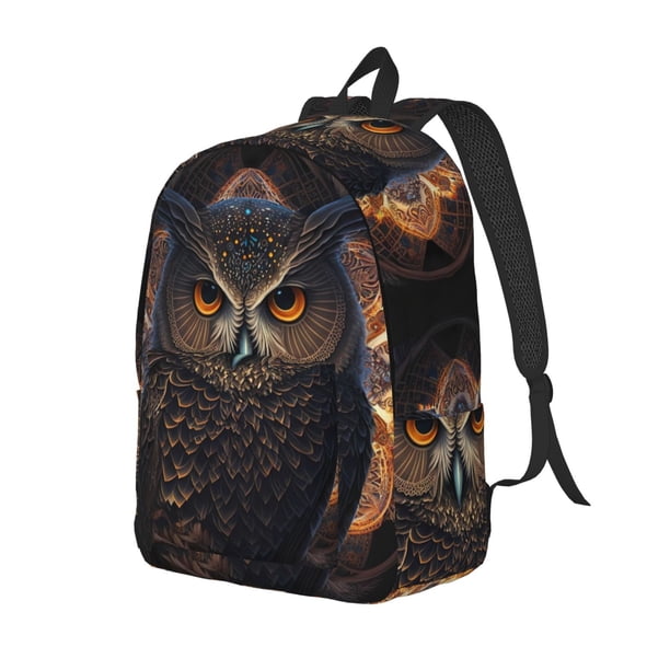 Disketp Classical Style Brown Owl Mochila de Lona Estampada, Mochila Escolar de Viaje Ligera para Estudiantes y Portátil-Small