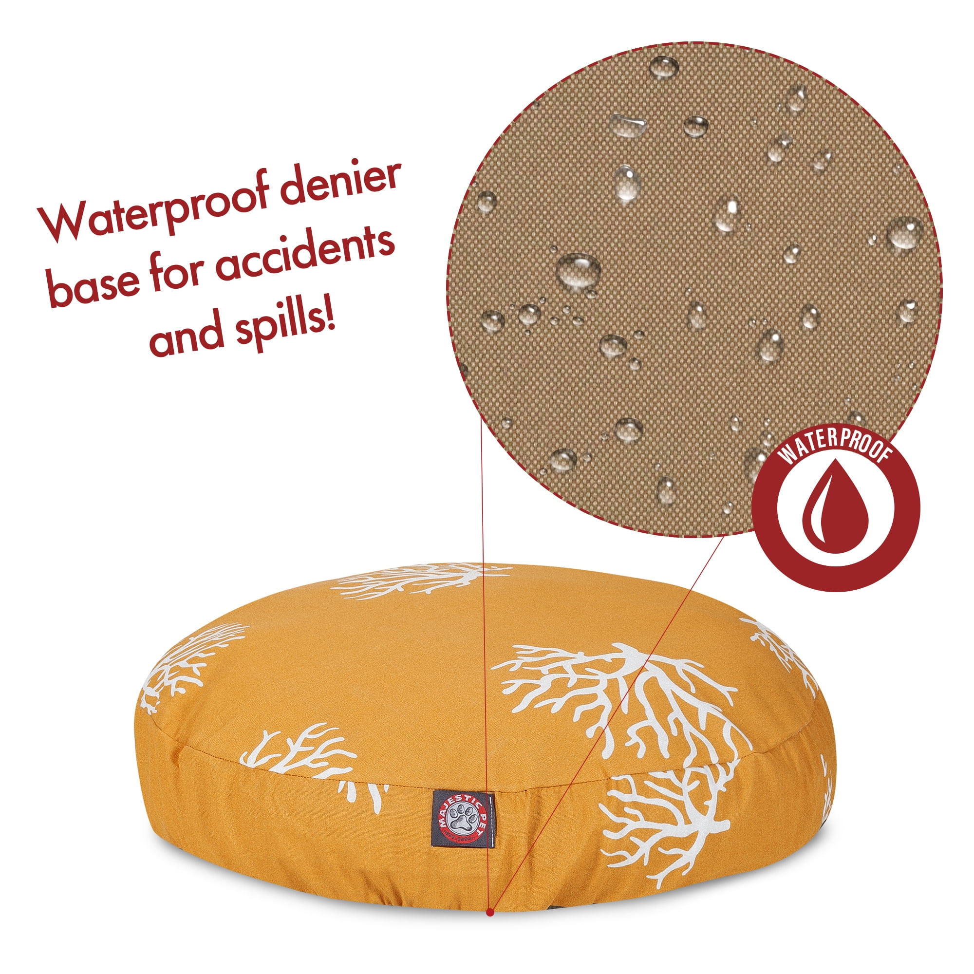 Majestic Pet Coral Round Dog Bed Treated Polyester Removable Cover Yellow Medium 36 x 36 x 5