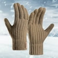 thumbnail image 2 of ManxiVoo Mens Knitted Winter Warm Woolen Gloves for Outdoor Cycling Sports and Everyday Use with Comfortable Fit One Size Size Khaki, 2 of 3