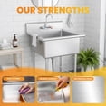 thumbnail image 2 of Stainless Steel Commercial Sink with Cold and Hot Water Pipe and Faucet, Heavy Duty Free-Standing Commercial Sink, Single Bowl Sink Basin for Catering Kitchen, 2 of 9