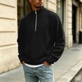 thumbnail image 4 of Bosfbaoi Half Zip Sweaters for Men Stand Collar Ribbed Knit Pullover With Kangaroo Pocket Casual Long Sleeve Sweatshirt, 4 of 7
