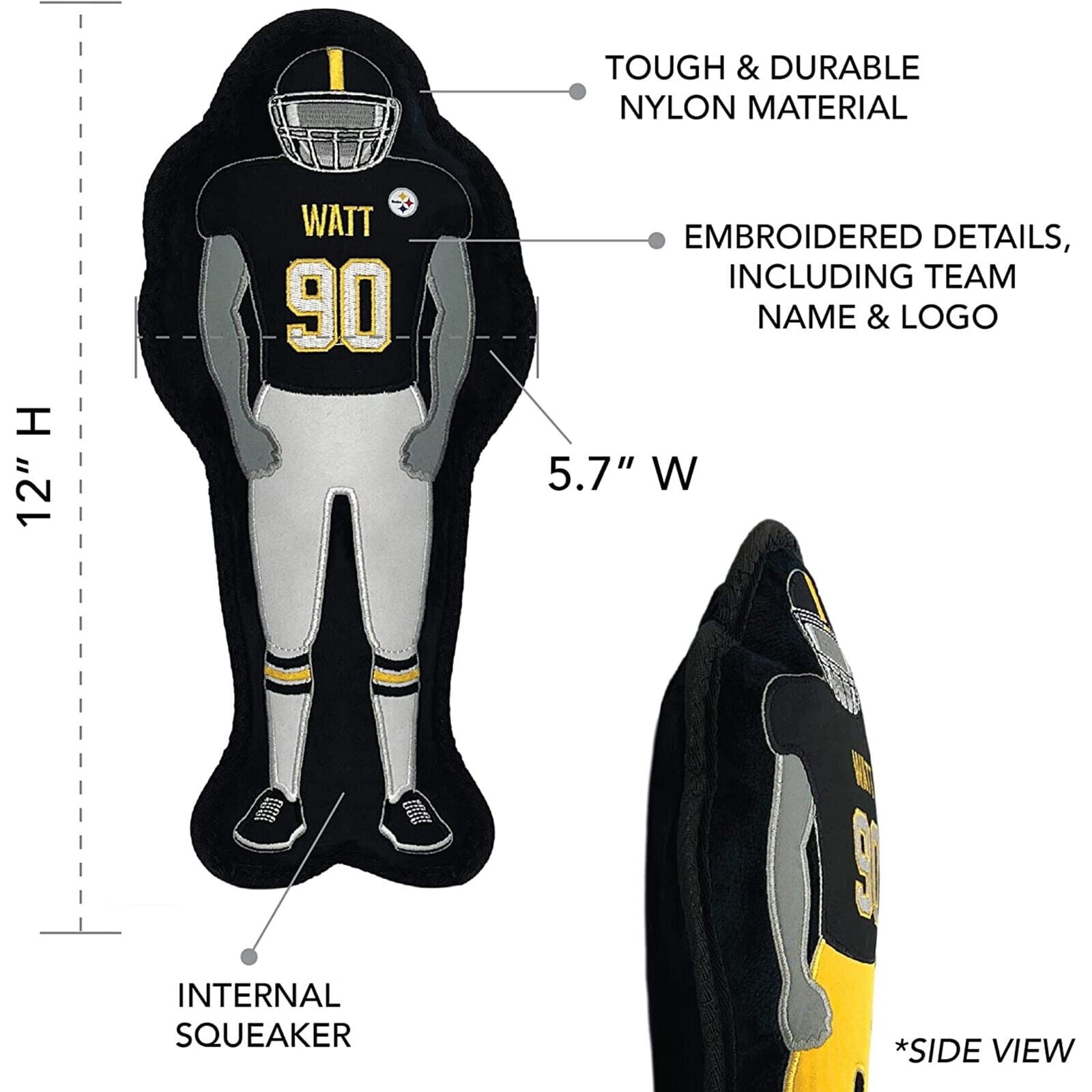 NFLPA Tj Watt Athletes Player Pet Dog Toy Premium Quality with Built-in Squeaker