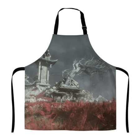 

Black Myth Wukong Adjustable Apron Cute Cartoon Cooking Apron with Pockets Machine Washable