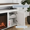 thumbnail image 3 of BELLEZE 58" TV Stand with 23" Electric Fireplace, Barn Door TV Stand for TVs up to 60", Wood Entertainment Center with Open Shelves and Cabinets - Corin (White), 3 of 7