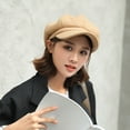 thumbnail image 5 of Visland Women Beret Hat, Fashion British Style Casual Solid Color Soft Cozy Felt Winter Head Warm Wide Brim Newsboy Cap for Outdoor Daily Wear, 5 of 7