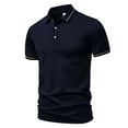 thumbnail image 6 of Men's Polo Shirts Golf Permance Moisture Wicking Classic Button Up Collared Tops Short Sleeve Loose Fit Solid Color T Shirts for Man Navy XXXL, 6 of 8