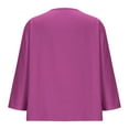 thumbnail image 6 of Tops for Women under $10 3/4 Sleeve V-neck Cotton Linen Button Up Solid Color Loose Top Purple XXXXL, 6 of 6
