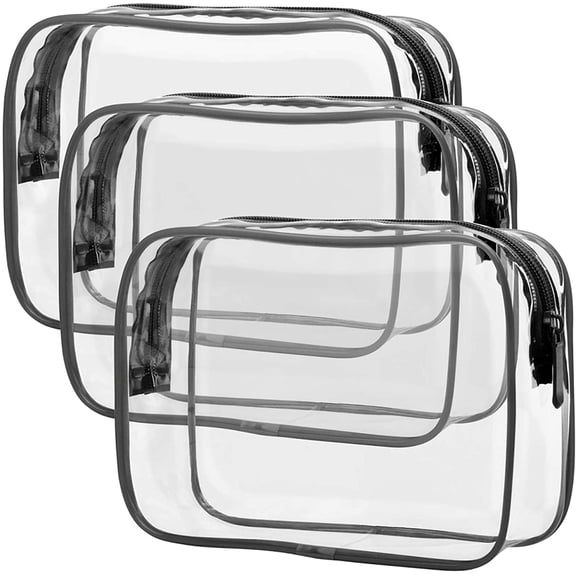 Clear Makeup Bag,Waterproof Travel Toiletry Bag for Women Men,Black,3 Pcs