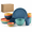 Multicolor-16 Pcs, variant on Dinnerware Set Wheat Stand Plates Unbreakable Kitchen Dishes Service For 4wave & Dishwasher Safe Plastic Dish Camping Rv Picnic-bl