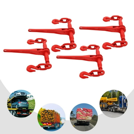 

5/16 -3/8 Chain Load Binder Ratchet 5400 lbs G80 Hook Tie Down 4 Set
