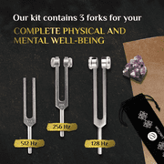 Tuning Forks for Healing Set (128Hz, 256Hz, 512Hz) — Calibrated Weighted Tuning Forks with Video Course Included