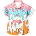 thumbnail image 3 of Tisuna Girl'S Summer Shirts Child Ice Cream Print Short Sleeve Lapel Collar Shirts Relax Fit Big Kids Casual Wear Button Front Tops Size 14-15 Years C, 3 of 3