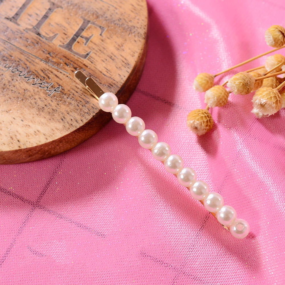 Elegant Bownot Handmade Pearl Bead Flower Barrette Hair Clip Clamp Hairpin 
