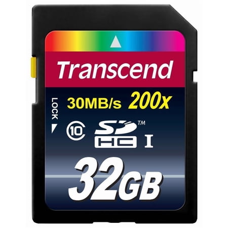 Transcend 32GB SDHC Class 10 Flash Memory Card Up to 30MB/s (TS32GSDHC10)