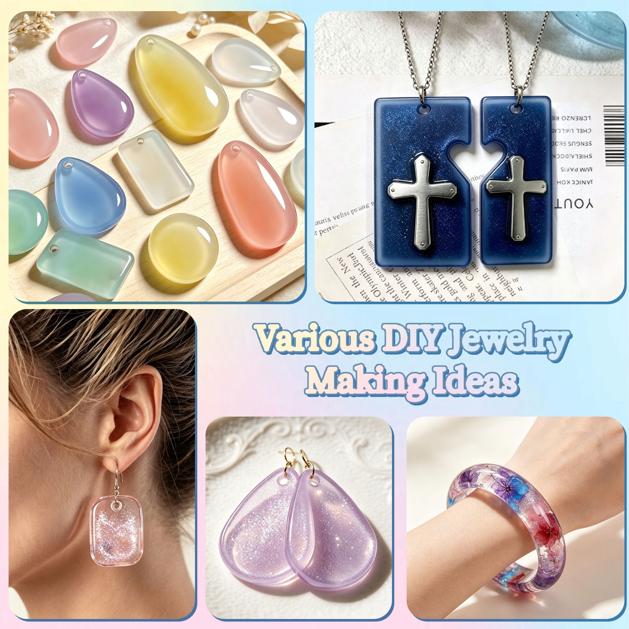 229 Pcs Resin Molds Silicone Kit, Resin Casting Molds Set with Bear, Bangle Bracelet, Pendant, Gem, Column Molds & Tools, DIY Epoxy Resin Molds for Jewelry, Keychain, Earring, Home Decoration Crafts
