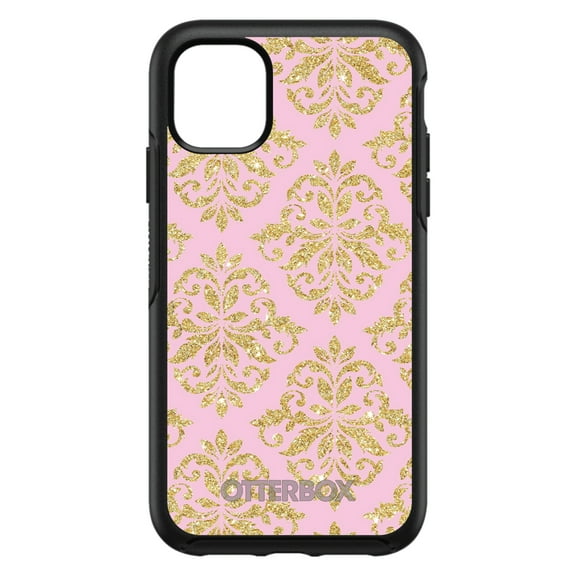 DistinctInk OtterBox Symmetry Custom Case for Apple iPhone 15 (6.1" Screen) - Damask Pattern - Slim Profile Design