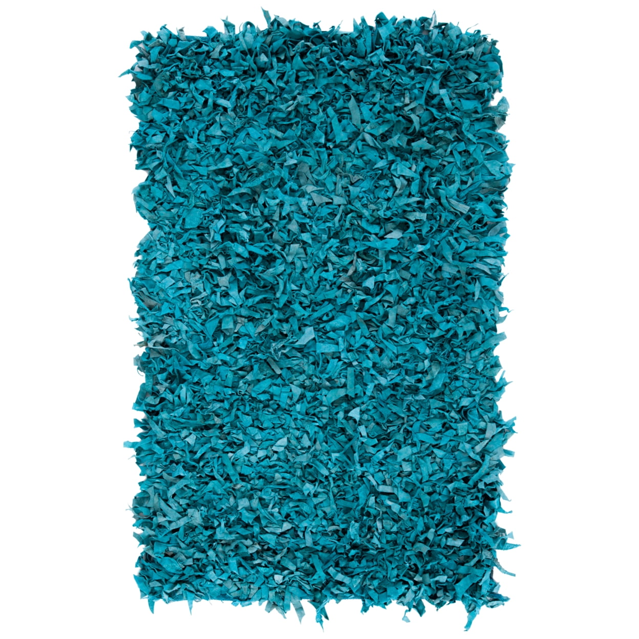 SAFAVIEH Mariam Leather Shag Area Rug, Light Blue, 3' x 5'