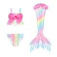 thumbnail image 2 of Gelikeya Girls Swimsuits Size 4-5 Kids' Swimwear 3 Piece Set Floral Bikini Tops Skirt Shorts Summer Holiday Hawaiian Beach Wear Cute Ruched Bathing Suit (Toddlers, X09-Pink), 2 of 7