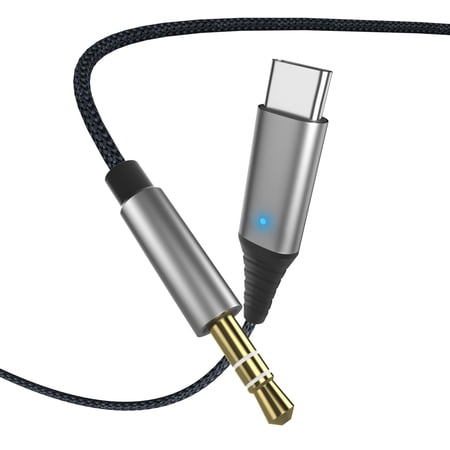 USB C to 3.5mm Aux Cable, AUDIANO Type C to 3.5mm Aux Headphone Jack Adapter Car Aux Extension Cord Compatible with Google Pixel 3/2XL/iPad Pro/Samsung Galaxy S21-Support Calling and Hi-Res Audio-Blue