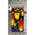 thumbnail image 3 of Ambesonne Watercolor Quilted Bedspread Set 2 Pcs, Floating Fanoos Chinese, Twin Size, Dark Blue and Orange, 3 of 3