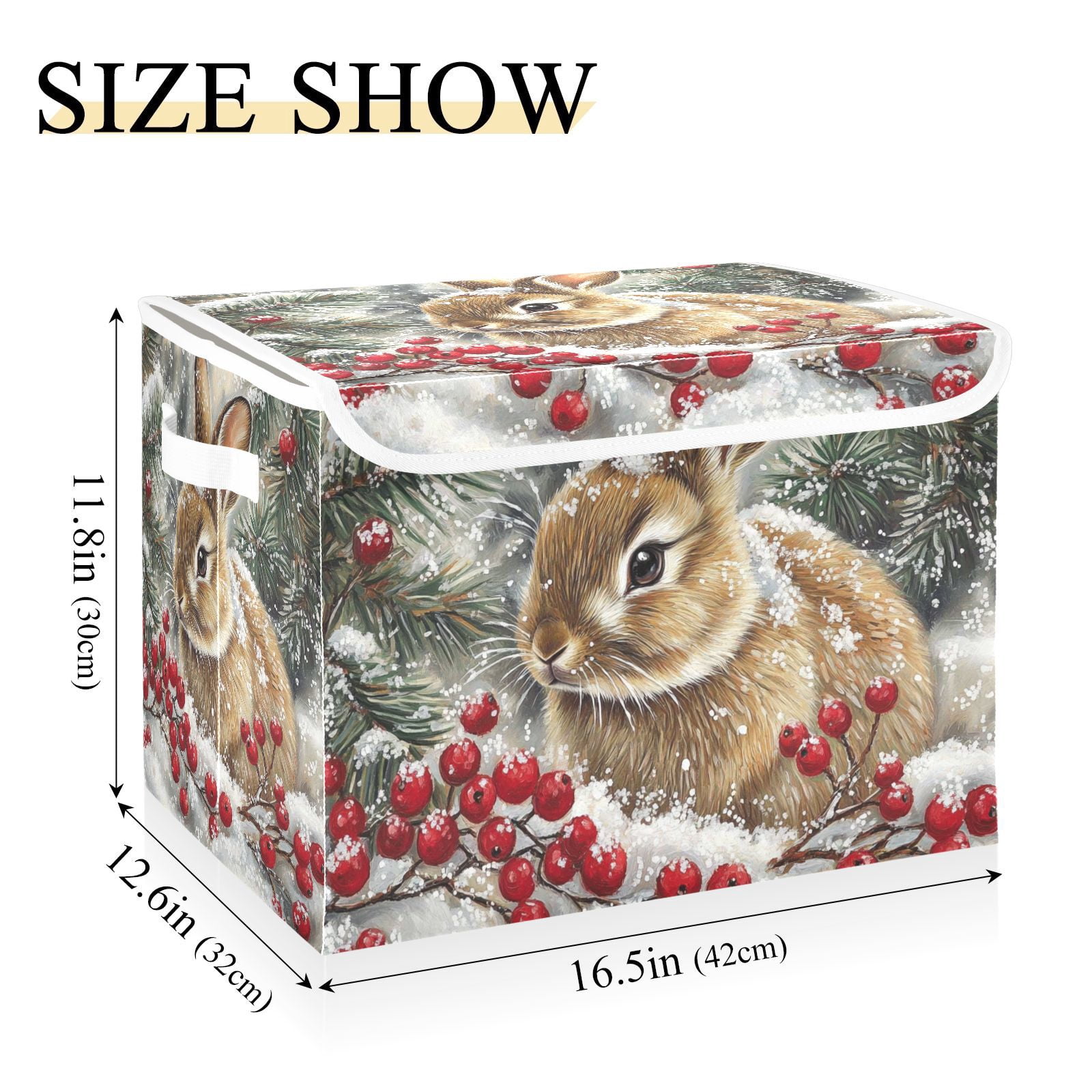 Easter Rabbit Storage Basket for Shelves Foldable Container Organizer for Organizing Toys Clothes Books with Handles