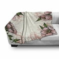 thumbnail image 3 of Peach Soft Flannel Fleece Blanket, Hand Drawn Botanical Pattern Spring and Summer Flowers Blooming Nature Theme, Cozy Plush for Indoor and Outdoor Use, 70" x 90", Coral Green Yellow, by Ambesonne, 3 of 6