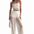 thumbnail image 2 of Women's 2 Piece Outfits Rave Lace Crop Camisole Tops and Pants Outfit Color S, 2 of 7