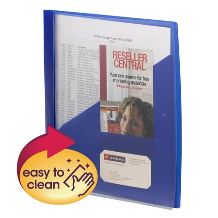 Smead Poly Report Cover, Tang Style Fastener, LTR, DkBlu, 5/PK (86011)