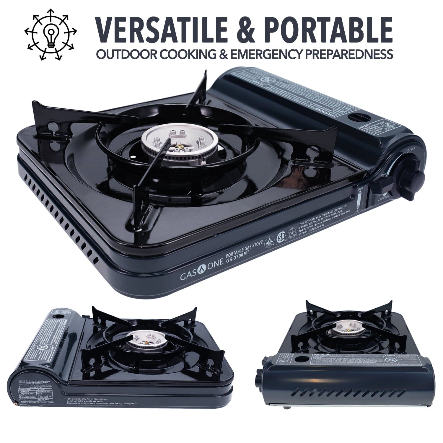 GasOne Butane Fuel Outdoor Stove with 4 Pack Fuel & Carrying Case