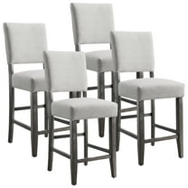 Leick Home Brax Set of 4 Fabric and Wood Counter Height Stools, Blackbean/Heather Gray