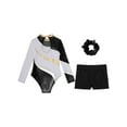 thumbnail image 6 of Doomiva Kids Girls Gymnastic Leotard Dance Biketard Unitard Bodysuit with Tumbling Athletic Shorts Scrunchies Set A White&Black 6, 6 of 7