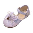 thumbnail image 3 of Ccpelsie Girls Sparkle Princess Dress Shoes Bow Wedding Party Flower Bridesmaids Mary Jane Ballet Flats for Kid Toddler(Light Purple,11), 3 of 9