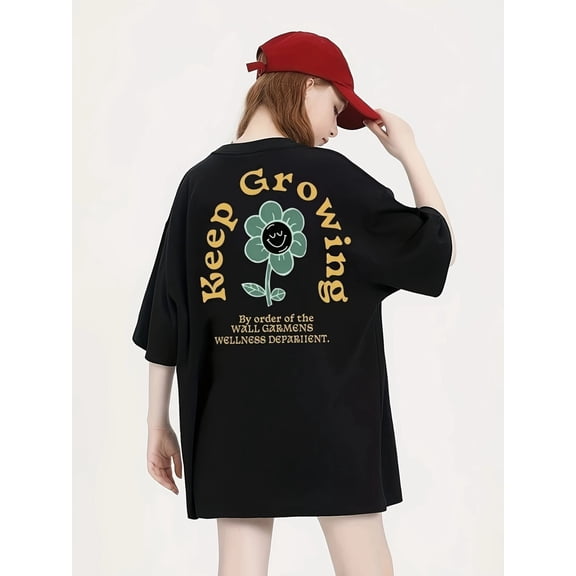 BESTLUCKY Fashionable Women's Round - Neck Short - Sleeve T - Shirt Adorned with Stunning Sunflower Graphics for a Fashion - Forward Style