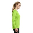 thumbnail image 3 of Sport-Tek Ladies Long Sleeve PosiCharge Competitor V Neck Tee-XL (Lime Shock), 3 of 6