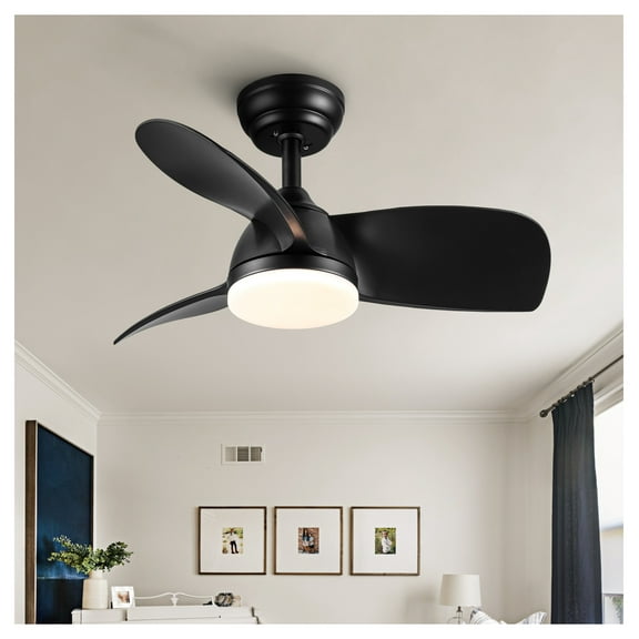 28 In Intergrated LED Ceiling Fan Lighting with Black Blade