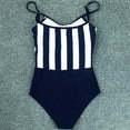 thumbnail image 3 of QLEICOM Womens Swimsuits Tummy Control Plus Size Swimsuit Coverup Bikini Striped Slim One-Piece Swimsuit Blue S, 3 of 6